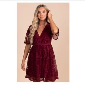 NEVER WORN Lace Mini Dress in Wine Purple
